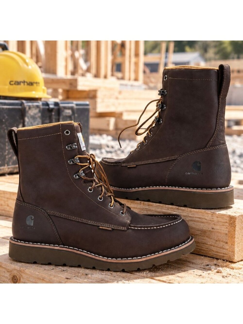 Carhartt 8" Waterproof Moc Toe Wedge Boot Dark Brown Men's Size 14 FW8093-M NEW